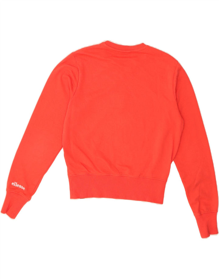 ELLESSE Womens Graphic Sweatshirt Jumper UK 10 Small Red Cotton Vintage Ellesse and Second-Hand Ellesse from Messina Hembry 