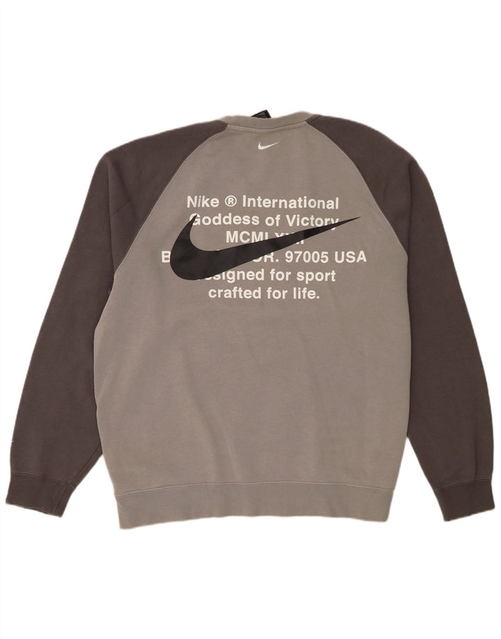 Felpa grafica Nike da uomo, maglione grande, cotone grigio