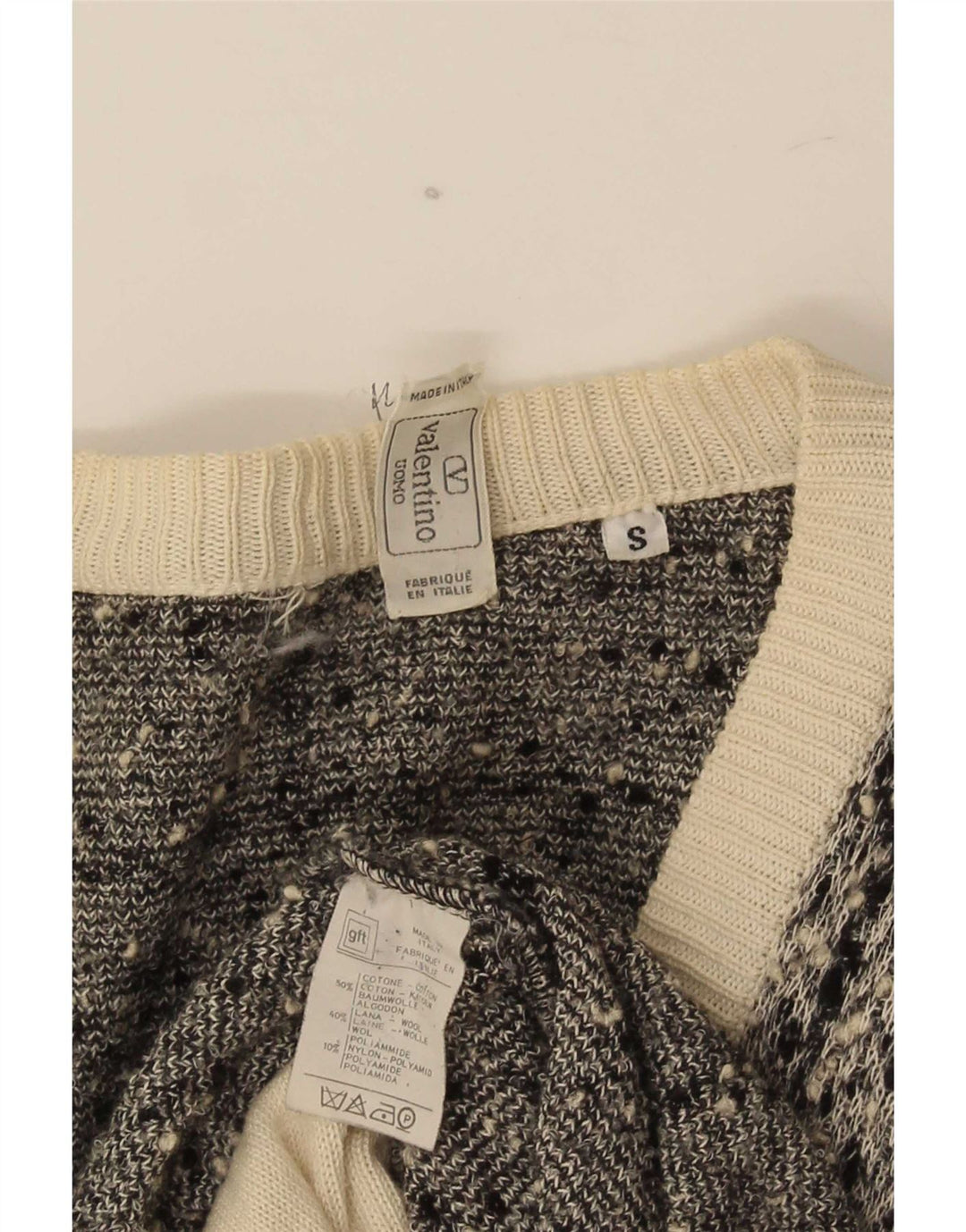 Maglione cardigan da uomo Valentino piccolo in cotone grigio a quadri