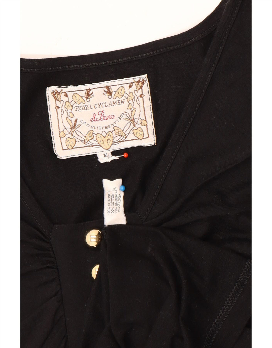Abito tunica vintage da donna UK 14 cotone nero medio