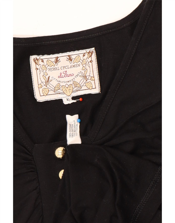 Abito tunica vintage da donna UK 14 cotone nero medio