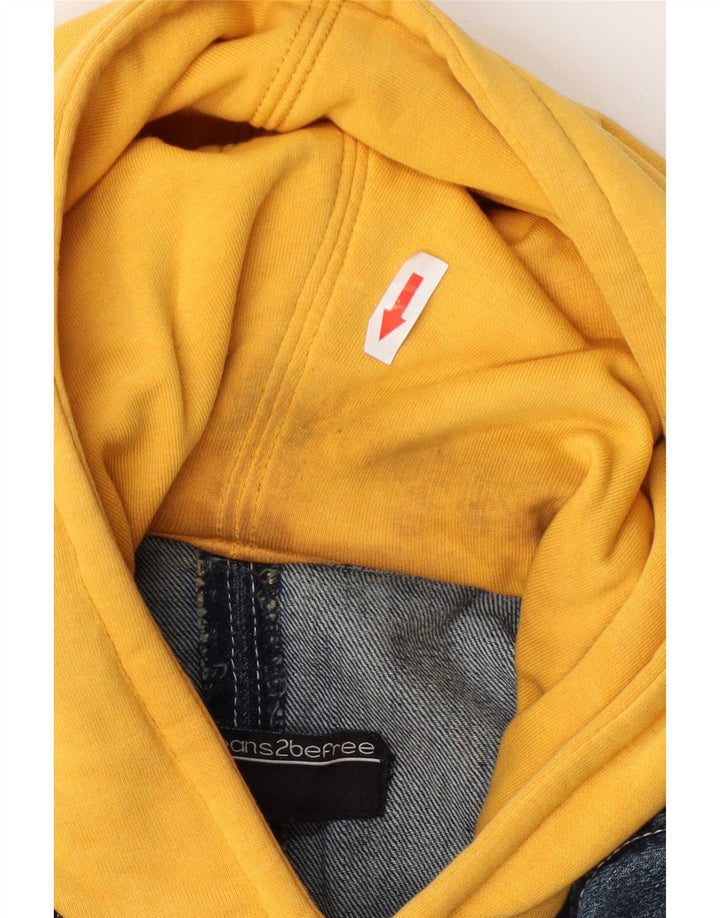 Giacca di jeans con cappuccio grafica da uomo VSCT UK 38 Cotone color block blu medio