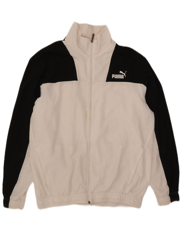 Giacca da tuta da uomo Puma Large in poliestere color block bianco