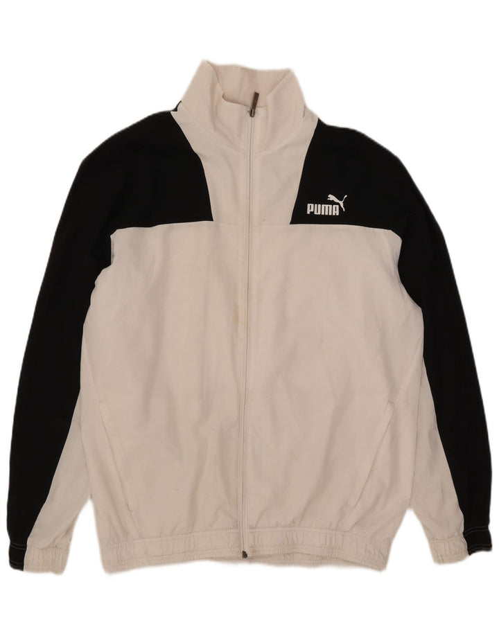 Giacca da tuta da uomo Puma Large in poliestere color block bianco