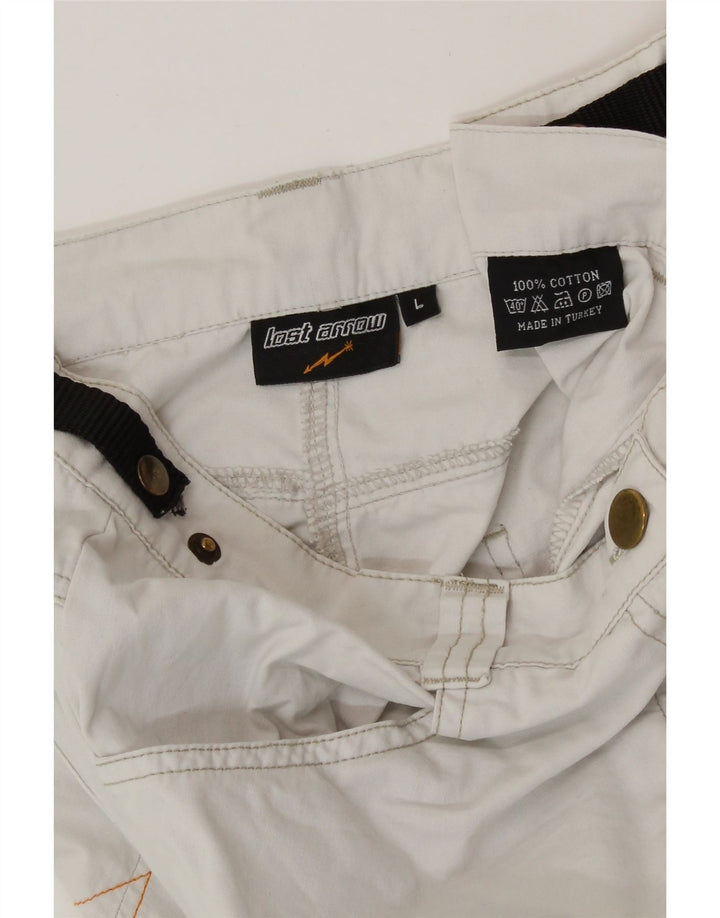 Pantaloni casual bootcut da donna VINTAGE grandi W34 L33 cotone bianco