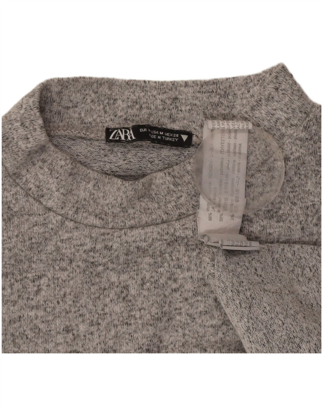 ZARA Womens Crop Blouse Top UK 12 Medium Grey Flecked Viscose