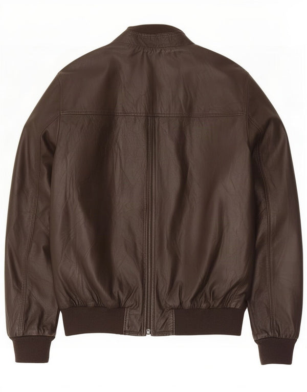Giacca in pelle vintage da uomo IT 60 5XL Marrone