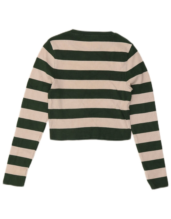 Top corto da donna Zara a maniche lunghe UK 12 Viscosa a righe verde medio