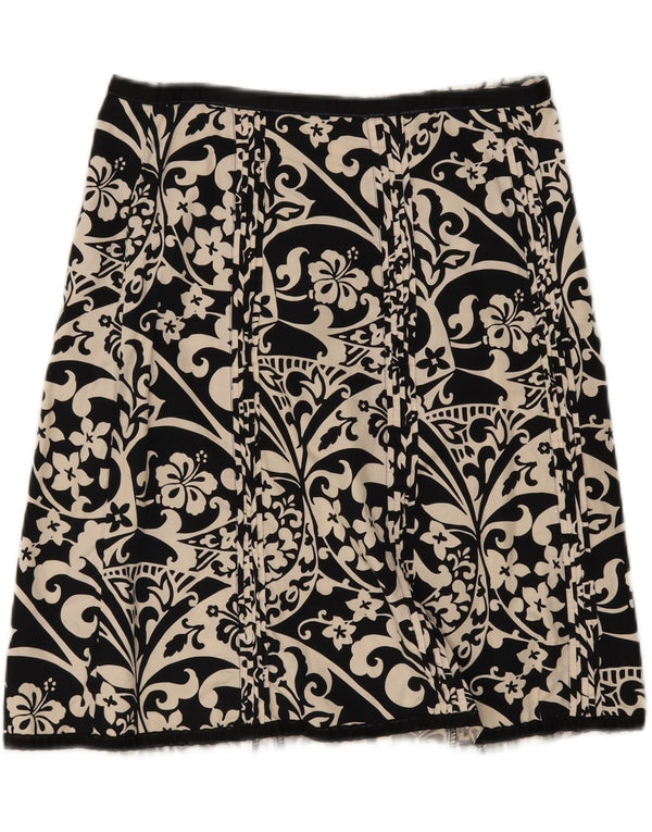 OLD NAVY Womens A-Line Skirt US 10 Large W32  Black Floral Cotton