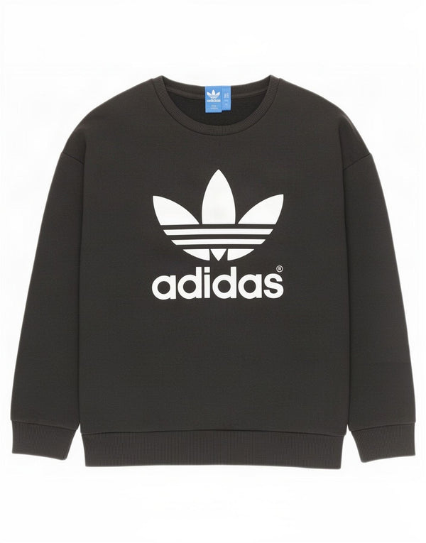 Felpa oversize con grafica da donna Adidas UK 8 piccola in cotone nero