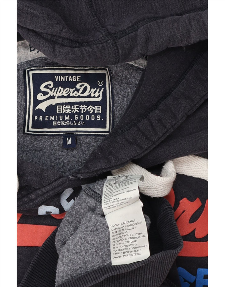 Maglione con cappuccio grafico da uomo Superdry in cotone blu navy medio
