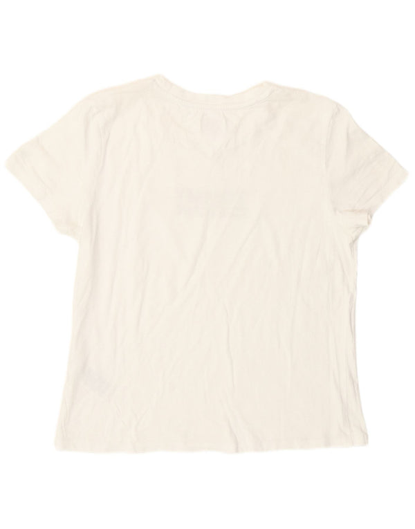 T-shirt grafica da donna Tommy Hilfiger Top UK 16 grande cotone bianco