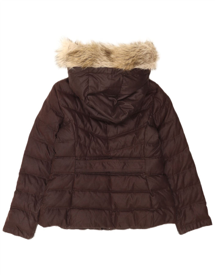 Giacca imbottita con cappuccio da donna Zara UK 40 grande marrone poliestere
