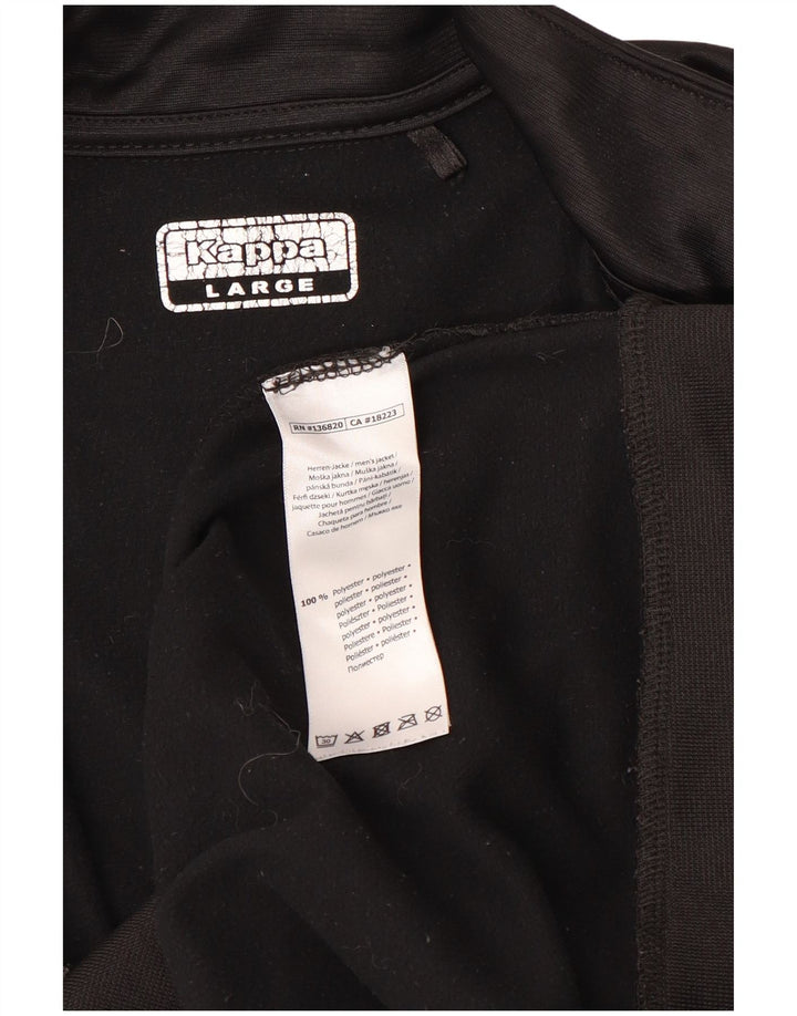 Giacca sportiva da uomo con grafica Kappa, grande, nera, in poliestere