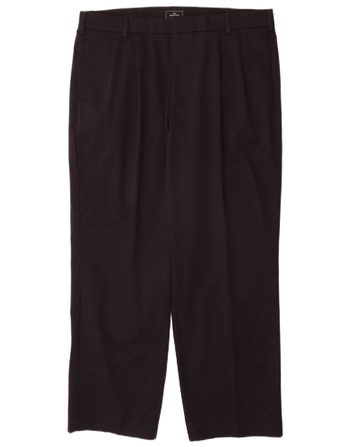 DOCKERS Pantaloni chino con pegging da uomo vestibilità comoda W36 L30 cotone blu navy