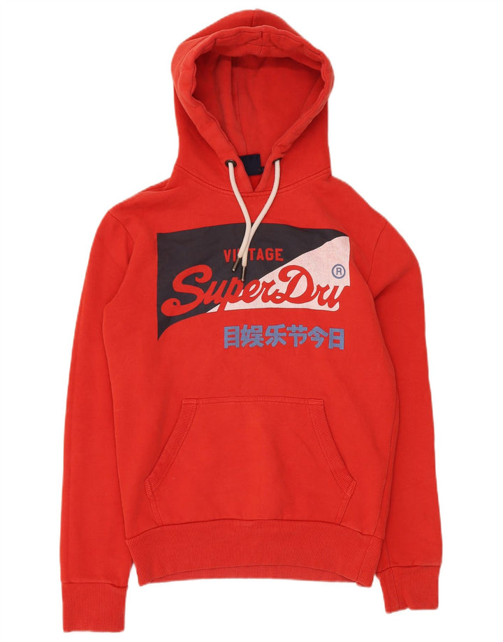 Felpa con cappuccio grafica da uomo SUPERDRY XS in cotone rosso