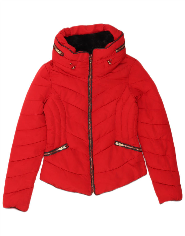 Giacca imbottita con cappuccio da donna Zara UK 6 XS poliestere rosso