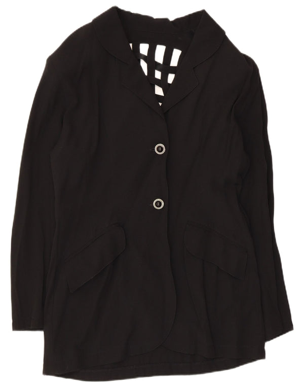 Giacca blazer vintage da donna a 2 bottoni UK 14 media nera