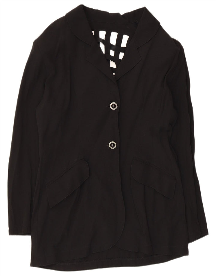 Giacca blazer vintage da donna a 2 bottoni UK 14 media nera