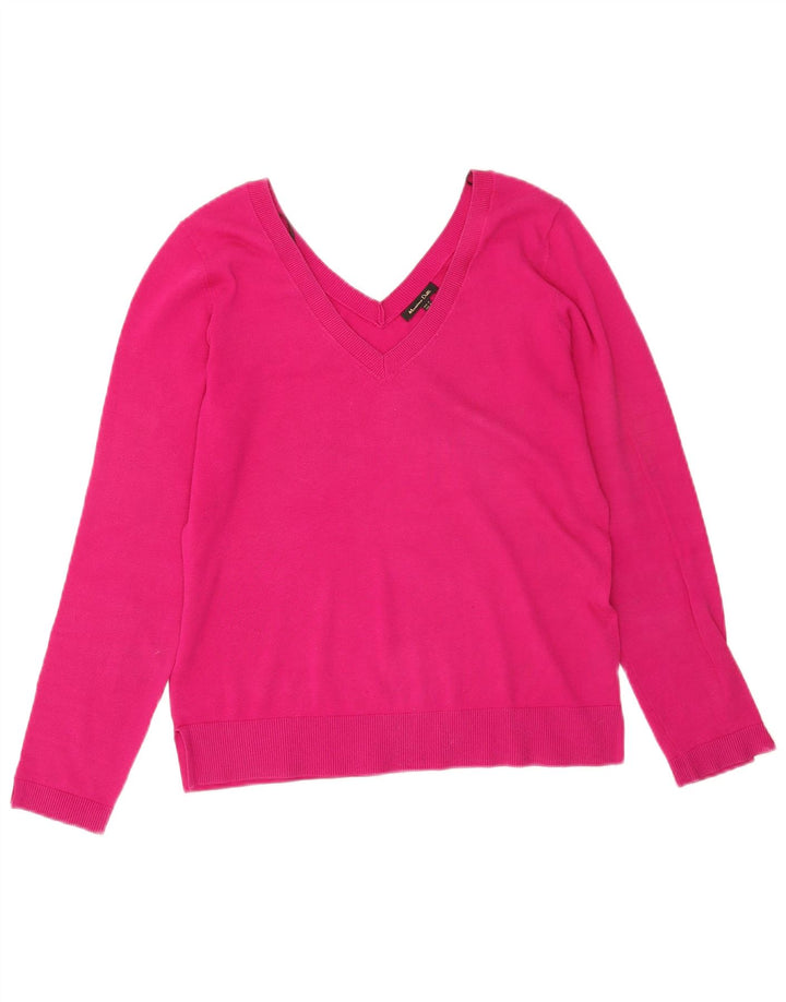Maglione maglione con scollo a V da donna Massimo Dutti UK 14 Cotone rosa medio