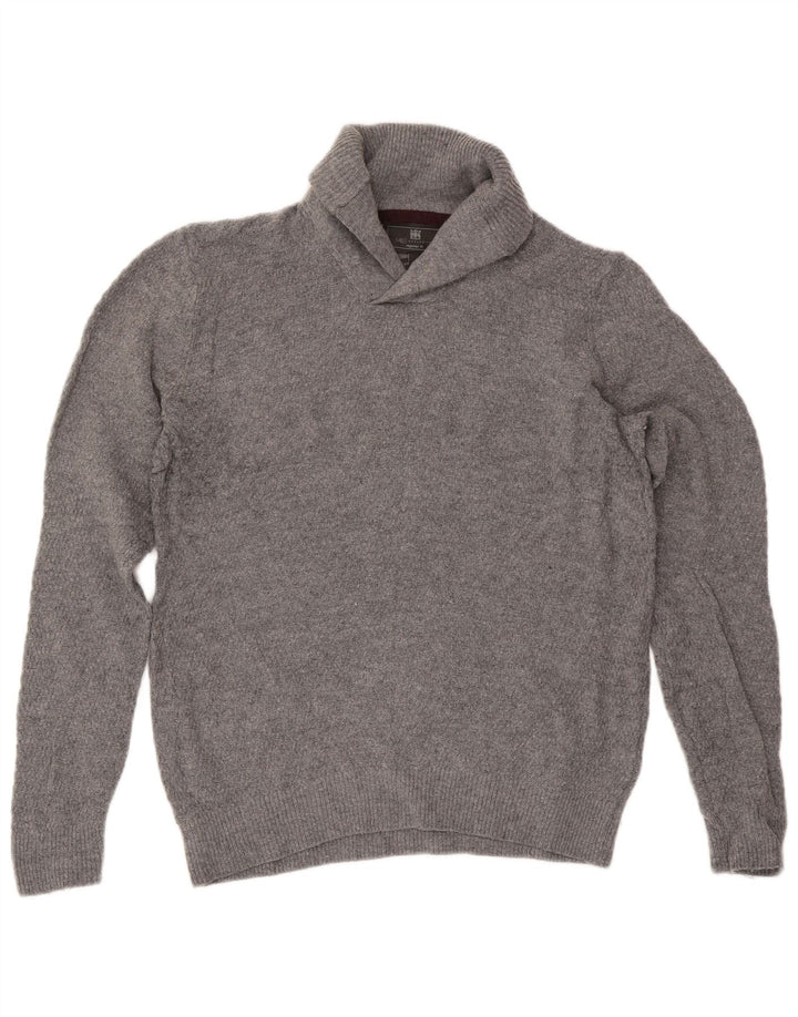 Maglione da uomo Marks & Spencer vestibilità regolare con collo a scialle in lana grigio medio