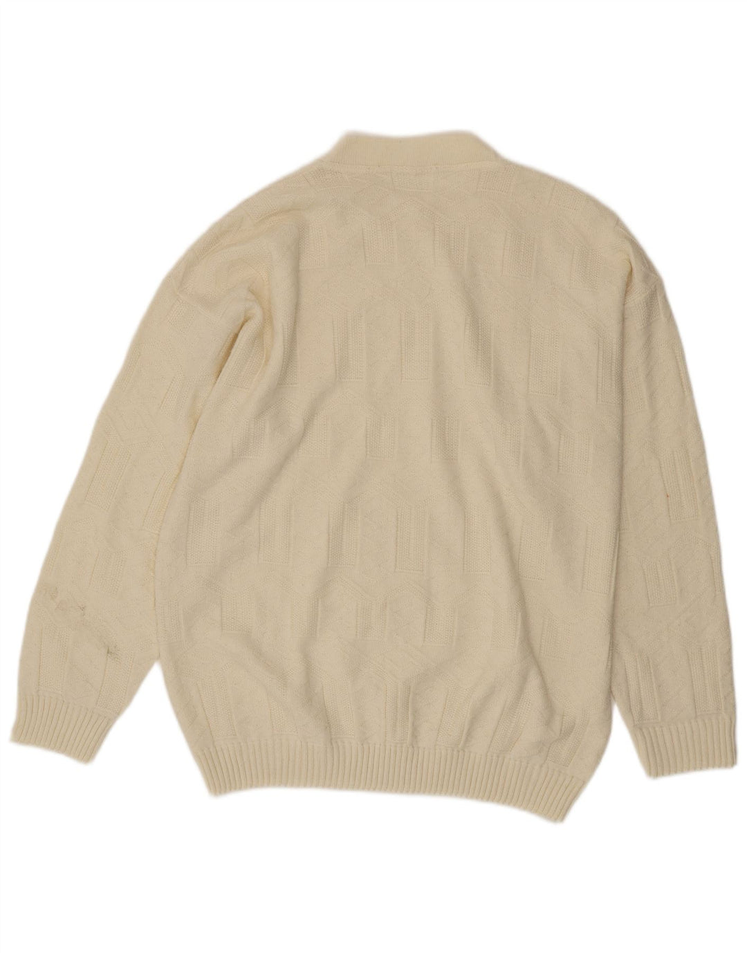 Maglione maglione girocollo da uomo vintage grande bianco