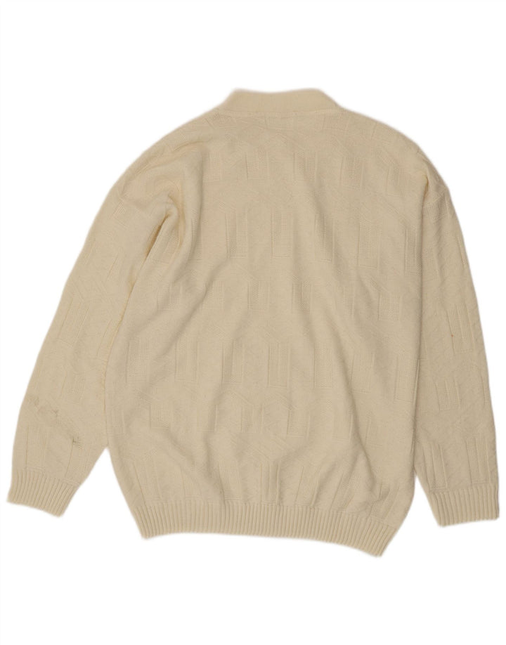 Maglione maglione girocollo da uomo vintage grande bianco
