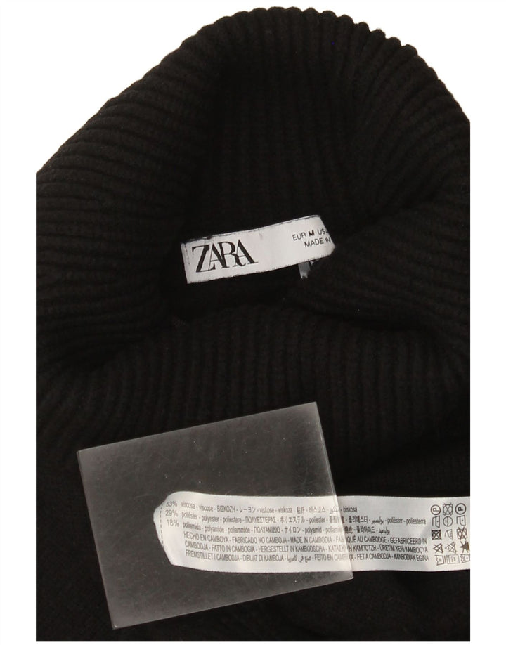 Maglione maglione a collo alto da donna Zara UK 14 viscosa nera media