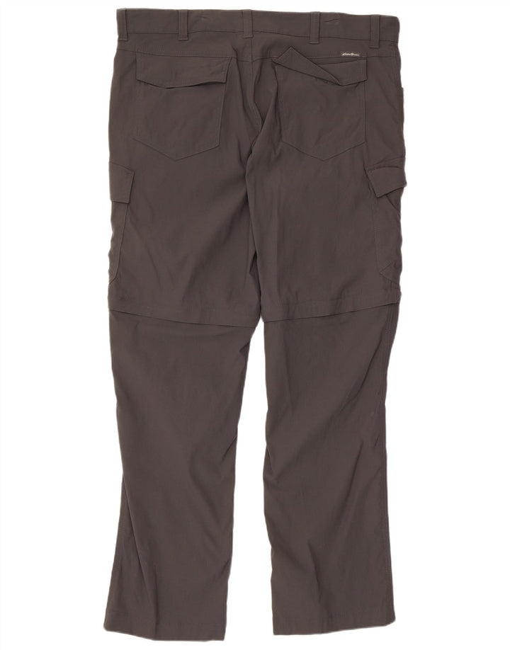 Pantaloni cargo dritti da uomo EDDIE BAUER W36 L32 nylon grigio