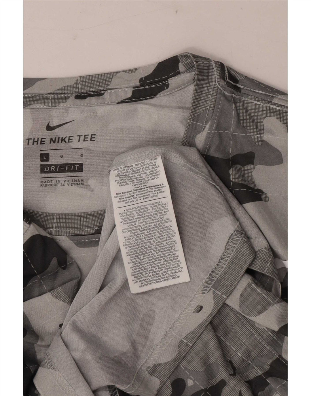T-shirt Nike Dri Fit da uomo, grande, in poliestere mimetico grigio