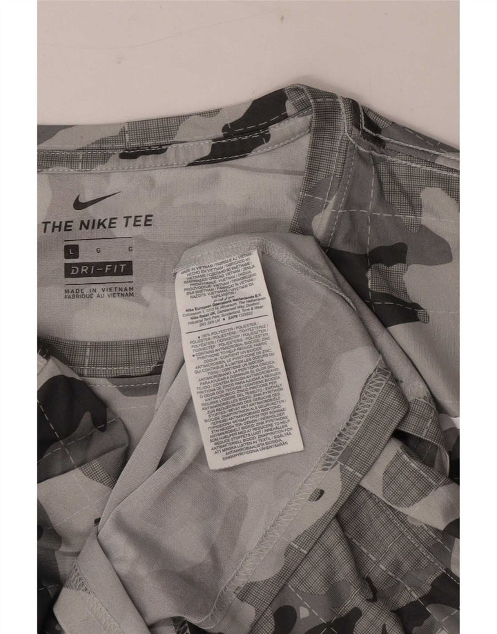 T-shirt Nike Dri Fit da uomo, grande, in poliestere mimetico grigio