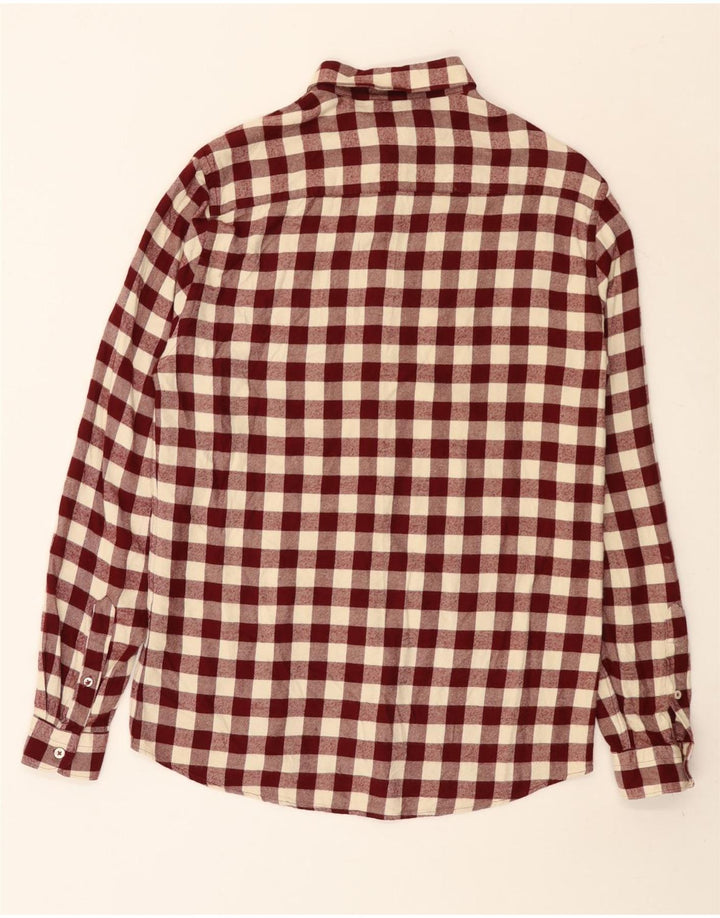 Camicia Zara da uomo in flanella dalla vestibilità rilassata a quadri bordeaux medio