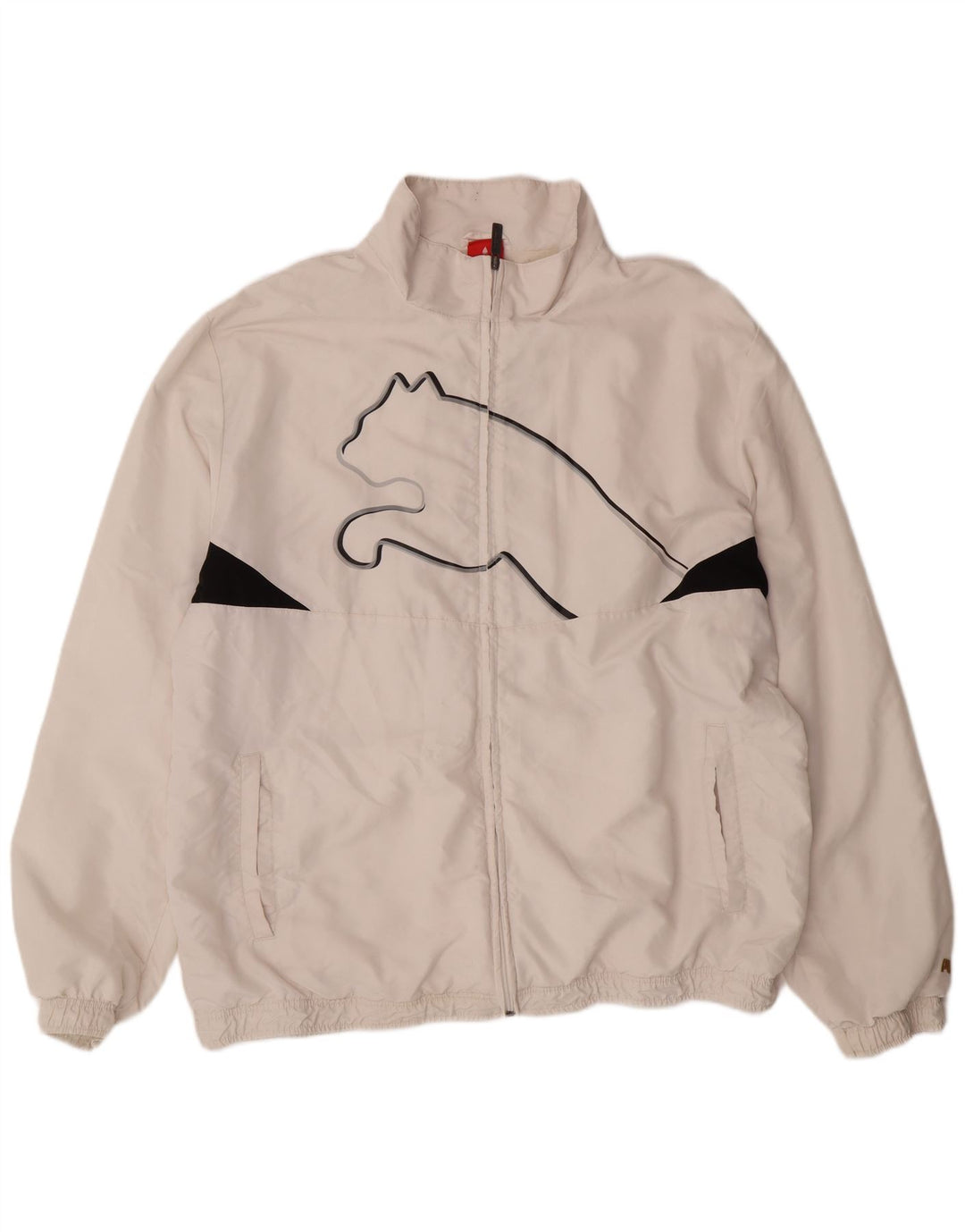 PUMA Mens Graphic Tracksuit Top Jacket 2XL Off White Colourblock