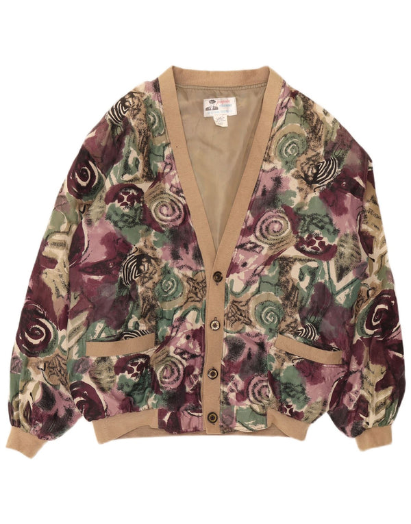 Giubbotto bomber vintage da uomo UK 44 2XL Seta floreale viola