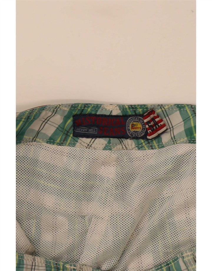 Pantaloncini da bagno da uomo Roy Rogers, poliestere a quadri verdi grandi