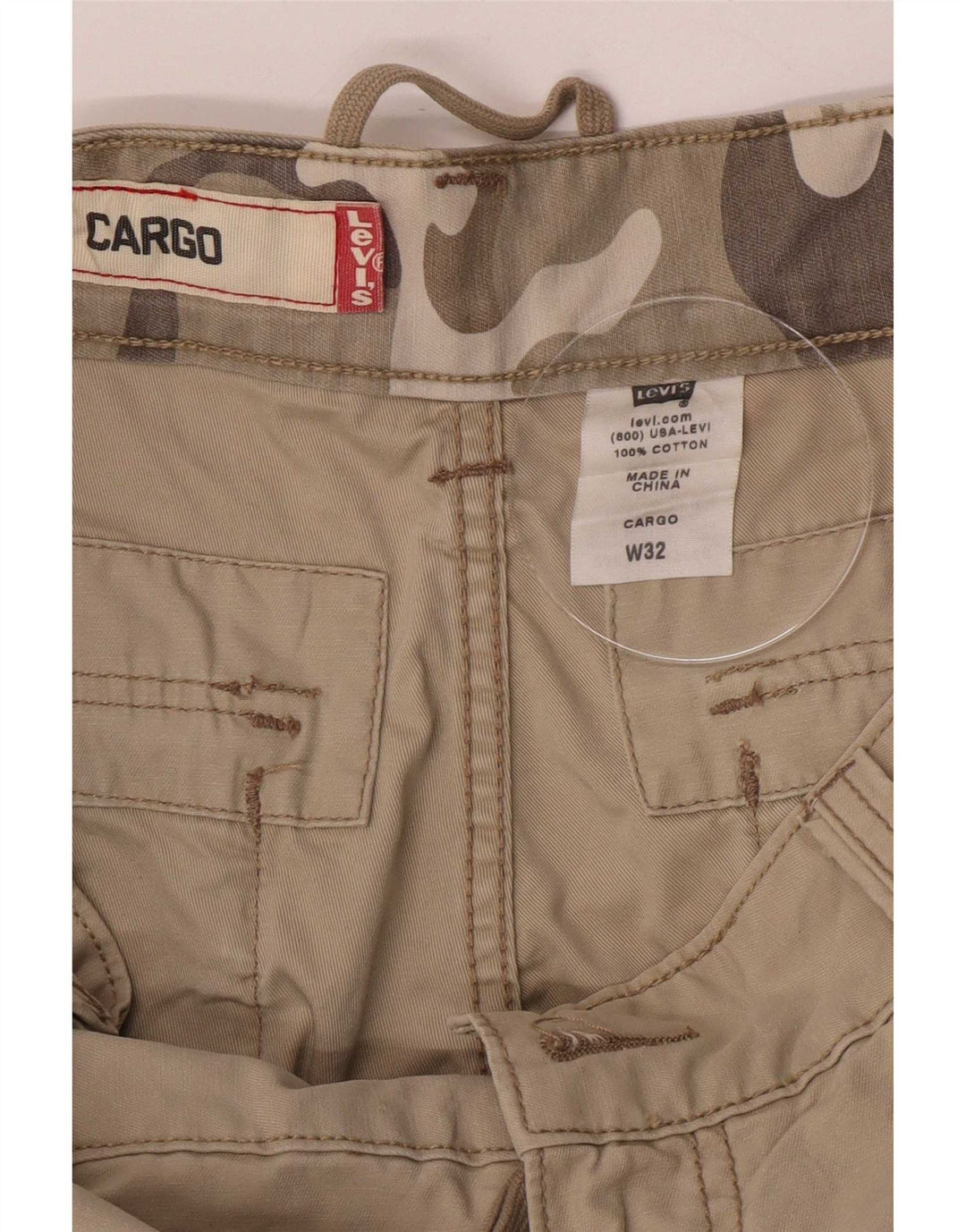 Pantaloncini cargo da uomo Levi's medi W32 in cotone kaki