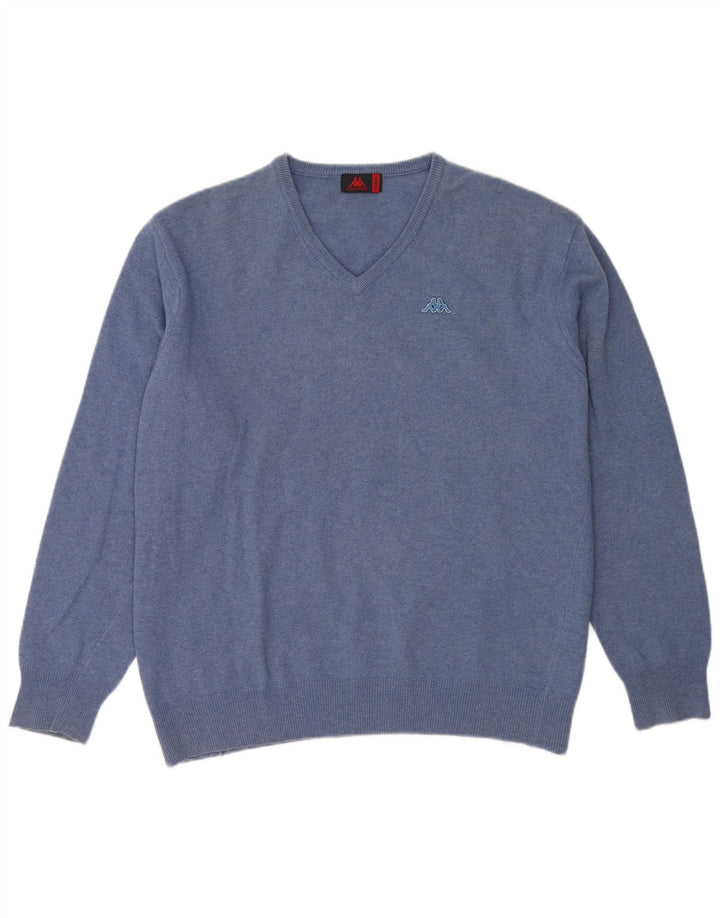 Maglione Kappa da uomo con scollo a V XL in lana blu