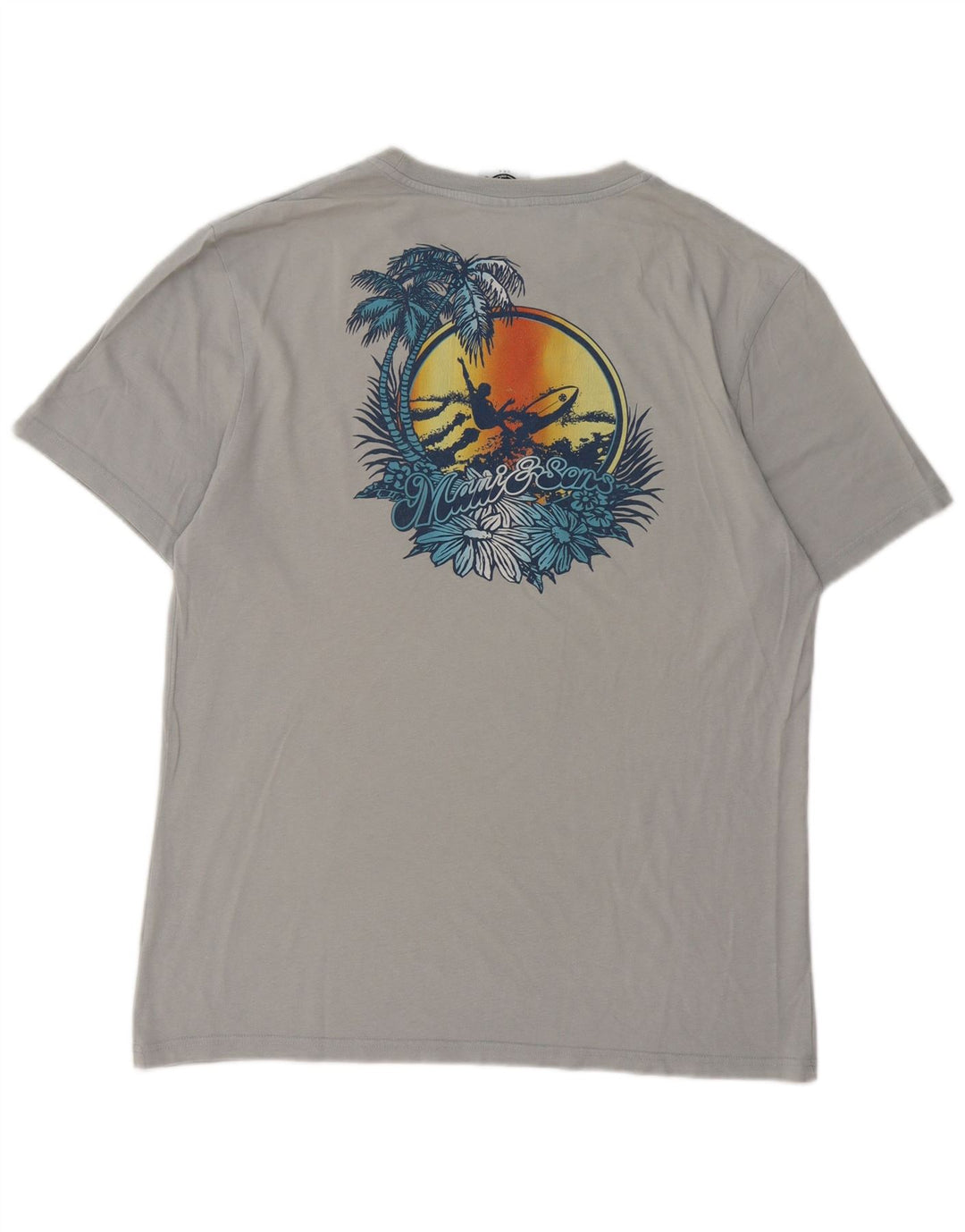 T-shirt grafica da uomo Maui and Sons Top in cotone grigio medio