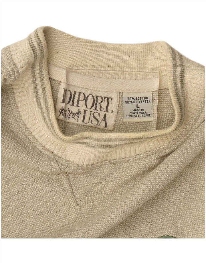 Felpa da uomo vintage maglione grande in cotone beige