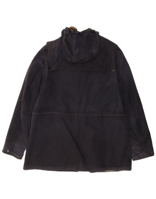 Barbour Womens Hooded Waxed Cotton Jacket UK 12 medium Navy Blue