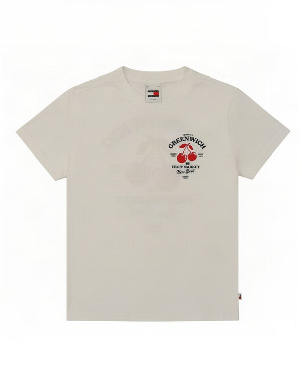T-shirt grafica da donna Tommy Hilfiger Top UK 6 XS bianca