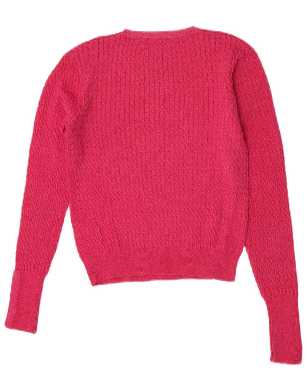 Maglione corto con scollo a barca da donna Zara UK 12 Viscosa rosa medio