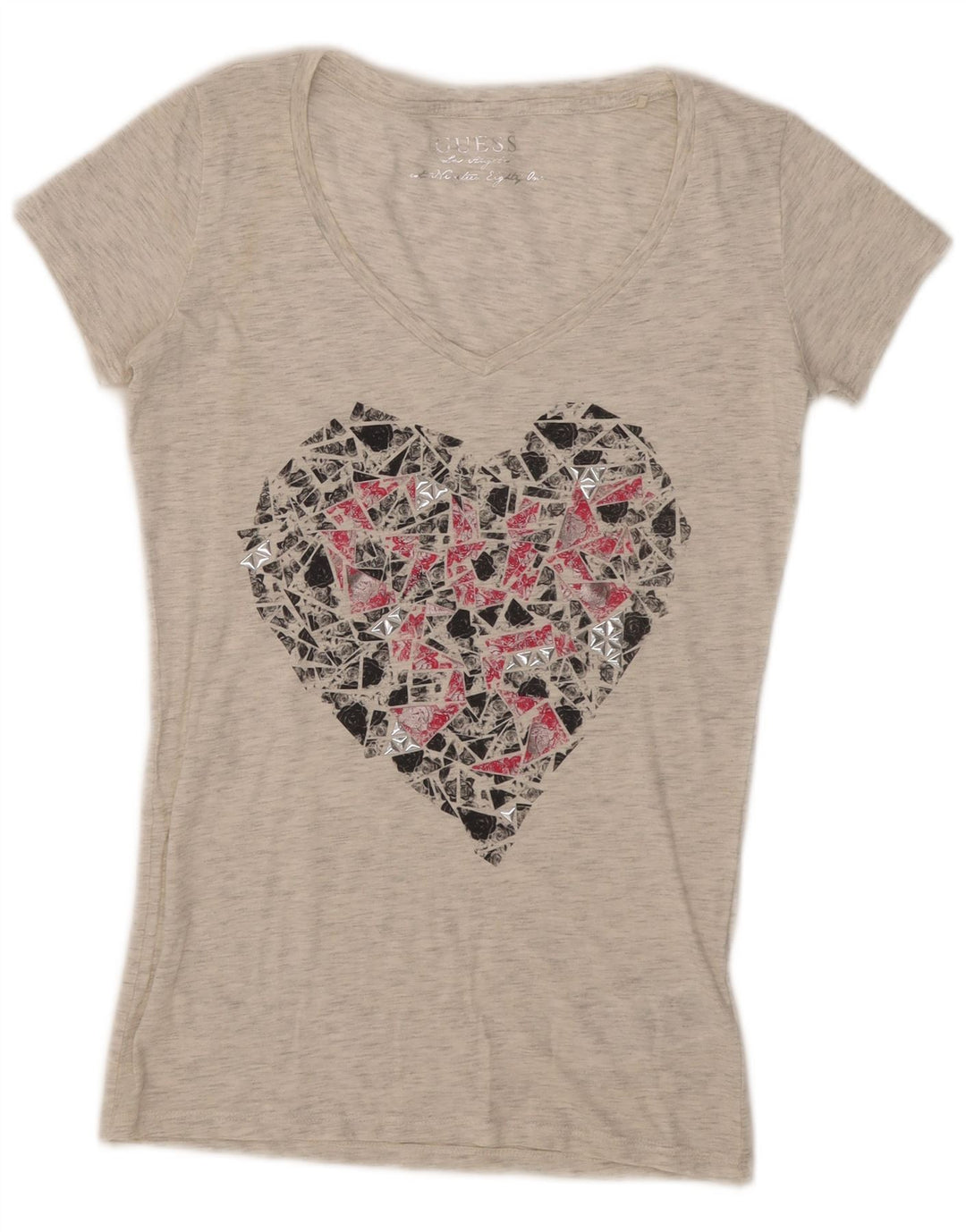 T-shirt grafica da donna Guess Top UK 8 Small Grey Flecked