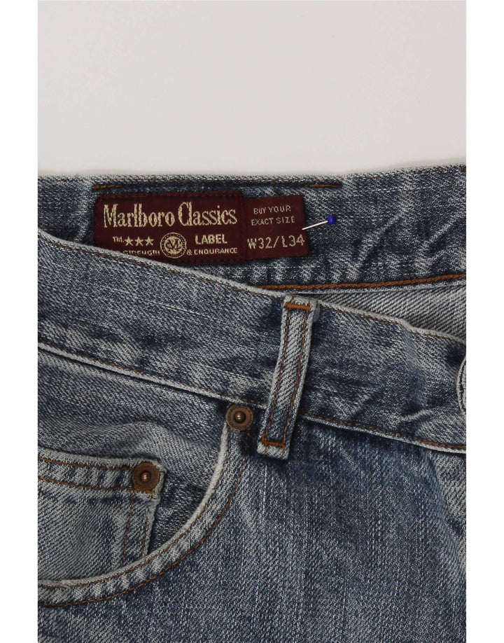 Jeans dritti invecchiati da uomo Marlboro Classics W32 L34 cotone blu