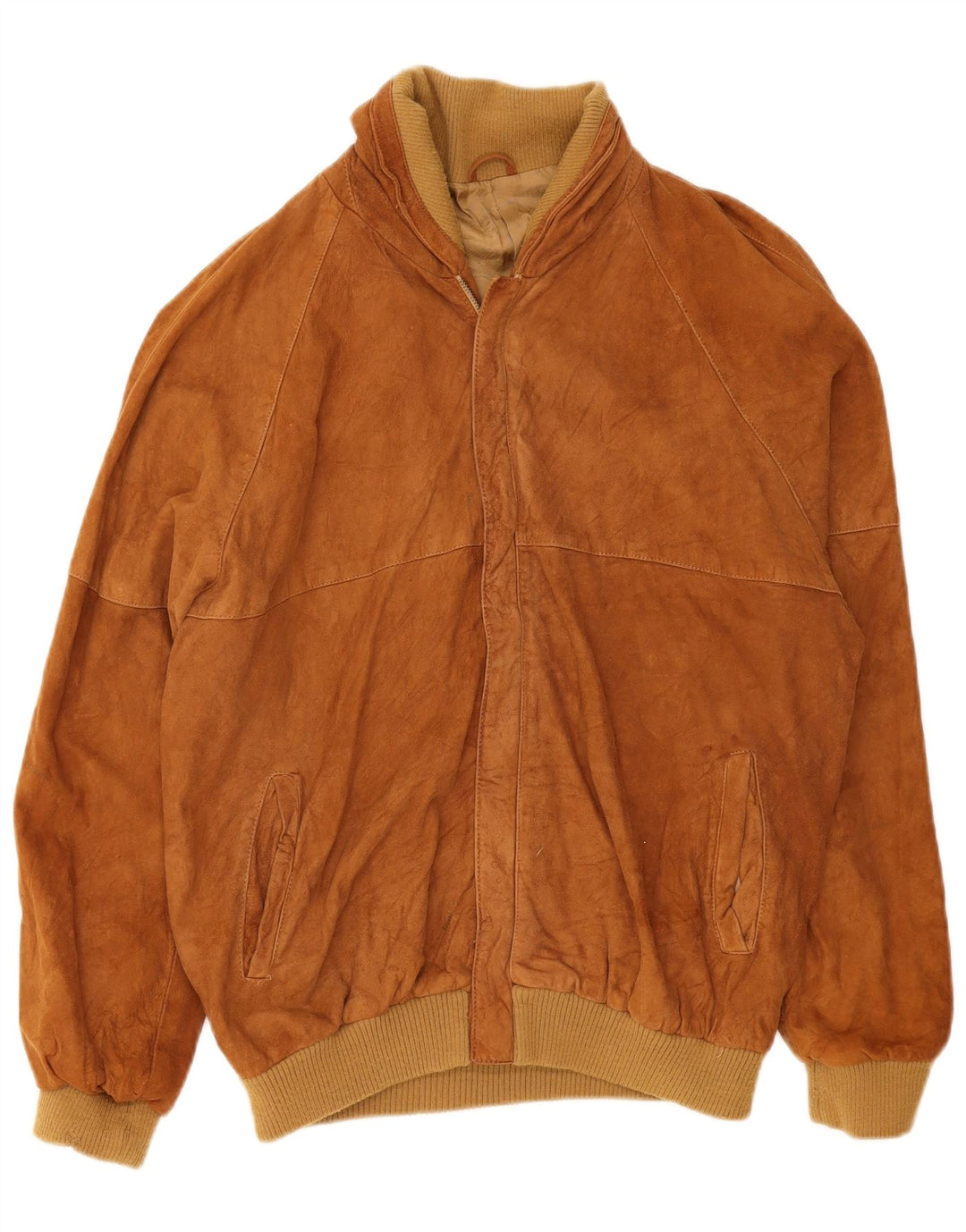 Giubbotto bomber in pelle scamosciata vintage da uomo UK 36 piccola pelle marrone
