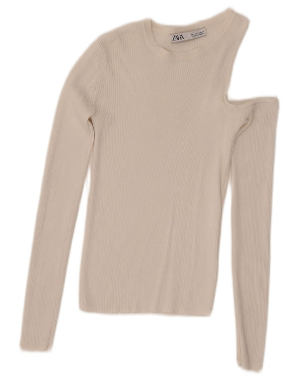 Top Zara da donna a maniche lunghe e monospalla UK 8 Small bianco