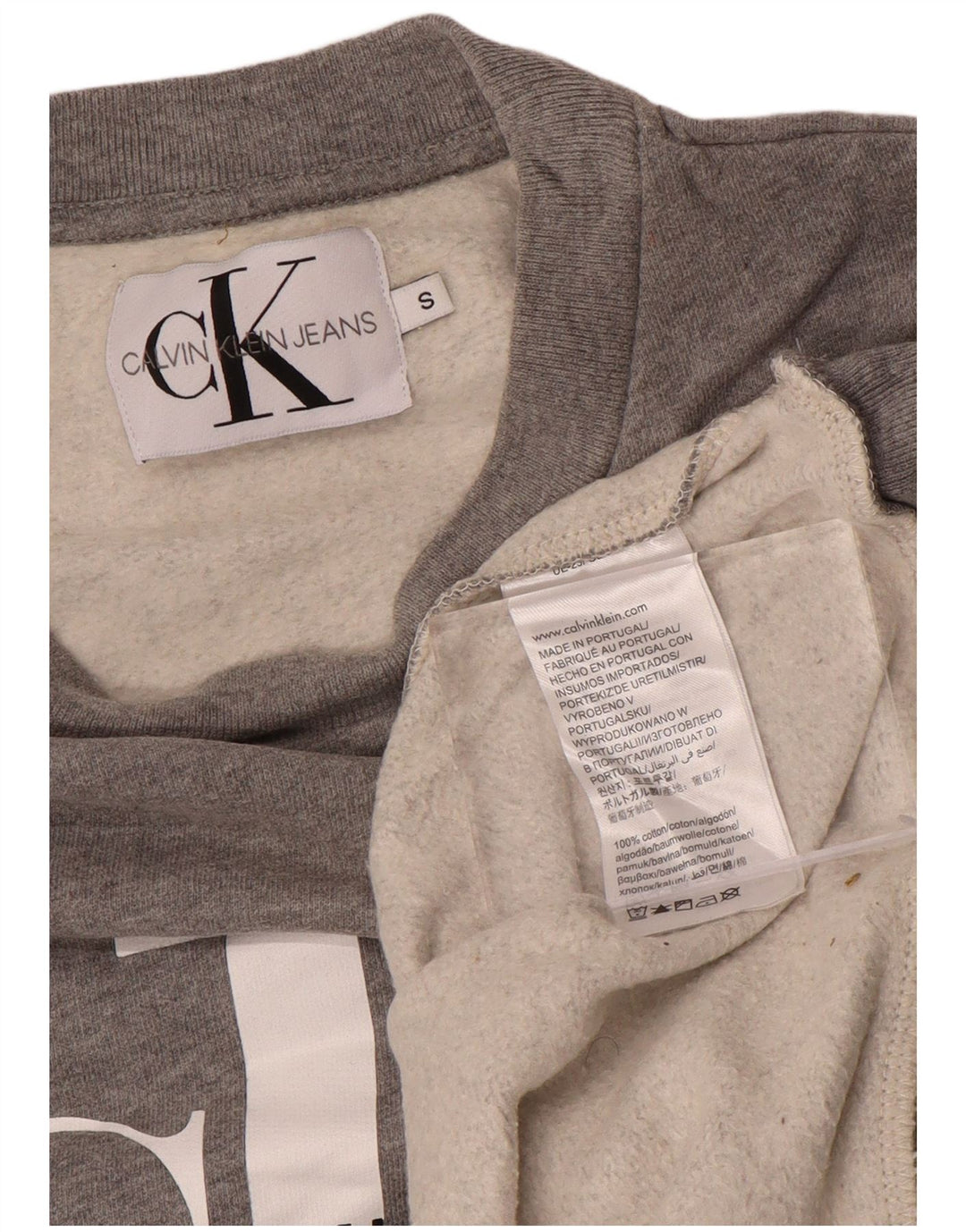 CALVIN KLEIN JEANS Felpa con grafica da uomo Maglione piccolo in cotone grigio