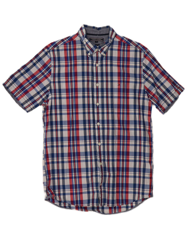 TOMMY HILFIGER Camicia da uomo a maniche corte vestibilità New York a quadri blu medio