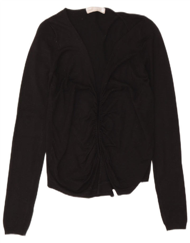 Maglione cardigan aperto da donna Zara UK 12 viscosa nera media