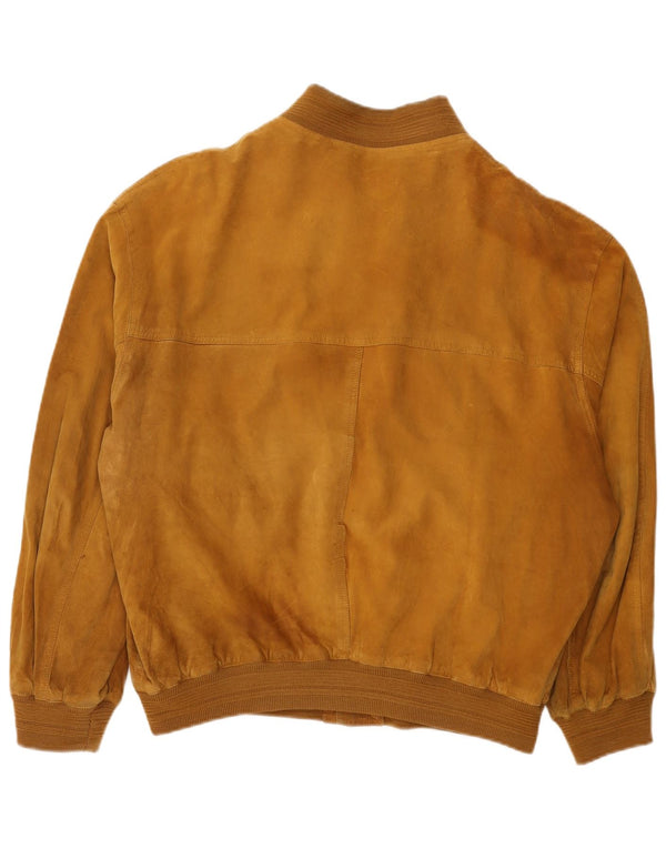 Giubbotto bomber vintage in pelle scamosciata da uomo UK 42 XL Marrone